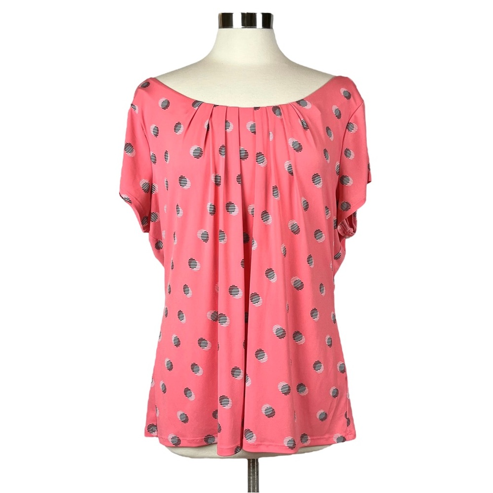 Worthington Woman Pink Polka Dot Top
